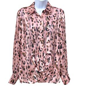 Patyrizia Luca Milano Long Sleeve Cheetah Leopard Print Pink Brown Sz XS #05